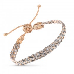 Bracelet ZYN 1 Peach Grey Pearl - fils d'or tressés doré - Maaÿaz