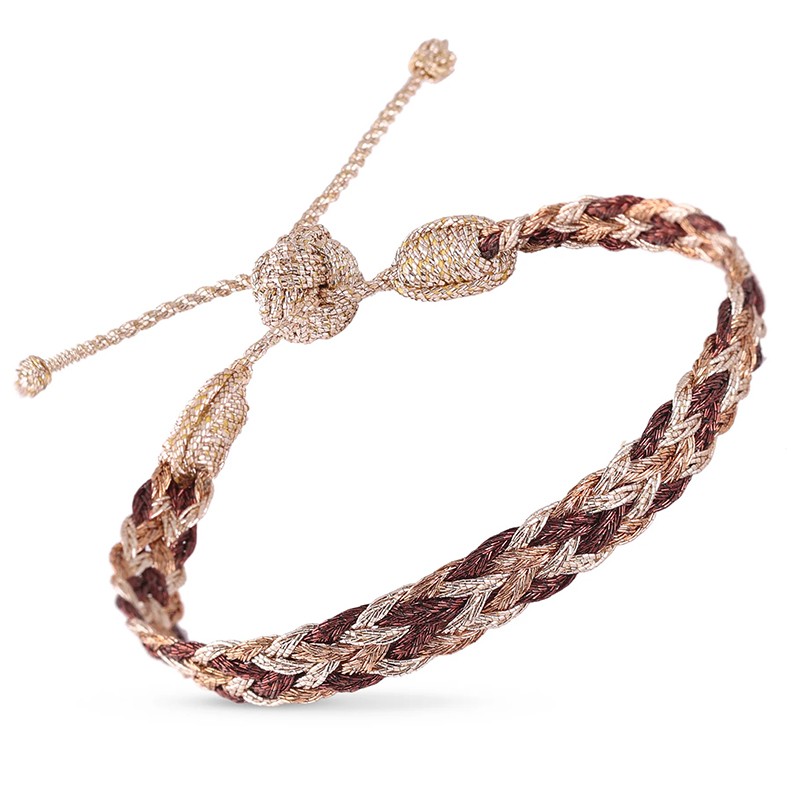 Bracelet fin ZYN 2 Rose Gold Choco Caramel - Fils d'or tressés - Maaÿaz Bracelet fin ZYN 2 Rose Gold Choco Caramel - Fils d'or tressés - Maaÿaz