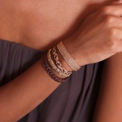 Bracelet fin ZYN 2 Rose Gold Choco Caramel - Fils d'or tressés Bracelet fin ZYN 2 Rose Gold Choco Caramel - Fils d'or tressés