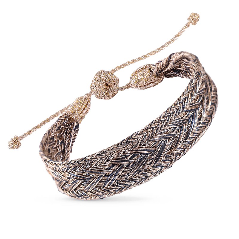 Bracelet INTERMIX Rose Gold Walnut Peppercorn - fils d'or tressés - Maaÿaz Bracelet INTERMIX Rose Gold Walnut Peppercorn - fils d'or tressés - Maaÿaz