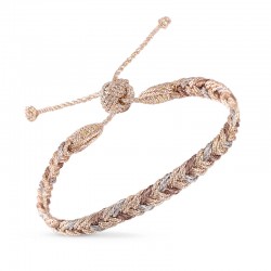 Bracelet EYA 2 Rose Gold Vintage Mocha - fils d'or tressés - Maaÿaz
