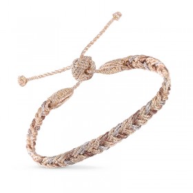 Bracelet EYA 2 Rose Gold Vintage Mocha - fils d'or tressés - Maaÿaz