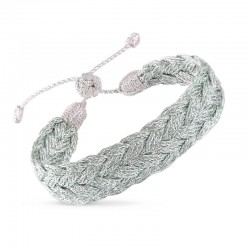 Bracelet LIRA N°1Silver Metallic Almond - fils d'or tressés - Maaÿaz