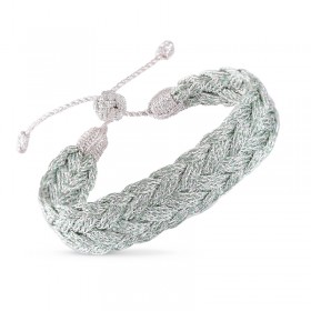 Bracelet LIRA N°1Silver Metallic Almond - fils d'or tressés - Maaÿaz