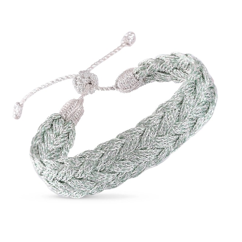 Bracelet LIRA N°1Silver Metallic Almond - fils d'or tressés - Maaÿaz Bracelet LIRA N°1Silver Metallic Almond - fils d'or tressés - Maaÿaz