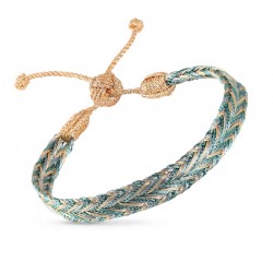 Bracelet MINI ARROW 2 Peach Eucalyptus - fils d'or tressés - Maaÿaz