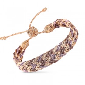 Bracelet DOUBLE U 2 Peach Parma Mocha - fils d'or tressés - Maaÿaz