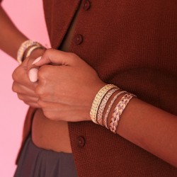 Bracelet DOUBLE U 2 Peach Parma Mocha - fils d'or tressés Bracelet DOUBLE U 2 Peach Parma Mocha - fils d'or tressés