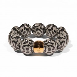Bracelet élastiqué BOMBOM CAPI GRIS - Perles pastilles bombées gris noir - PARABAYA
