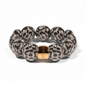 Bracelet élastiqué BOMBOM CAPI GRIS - Perles pastilles bombées gris noir - PARABAYA