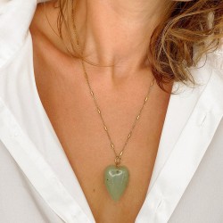 Collier SIXTINE chaîne dorée - Pendentif Aventurine verte - Maison 91