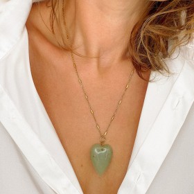Collier SIXTINE chaîne dorée - Pendentif Aventurine verte - Maison 91