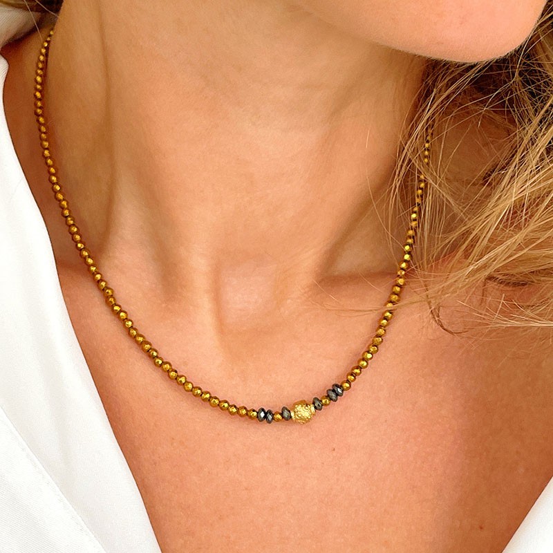 Collier SUZON OR & Hématites dorées - Maison 91