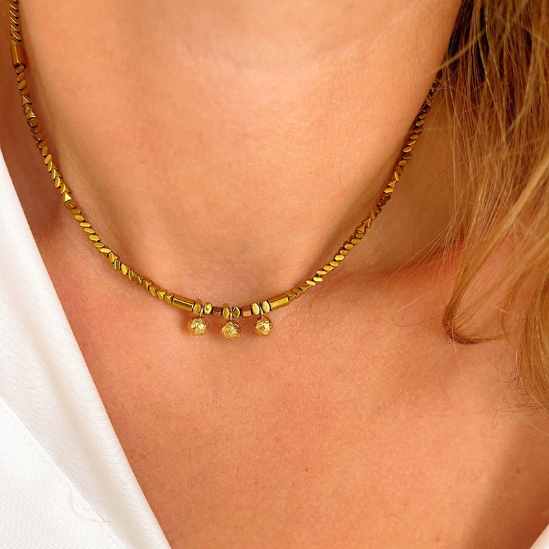 Collier TARAM - Perles dorées & Hématites dorées - Maison 91