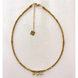 Collier TARAM - Hématites & Pendentifs Perles dorées