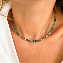 Collier TITO AGATE INDIENNE & Hématites dorées - Maison 91