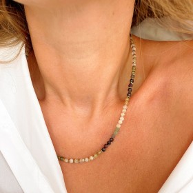 Collier THELMANE MOUSSE EPICEE - Pierres semi-précieuses & Hématites dorées - Maison 91