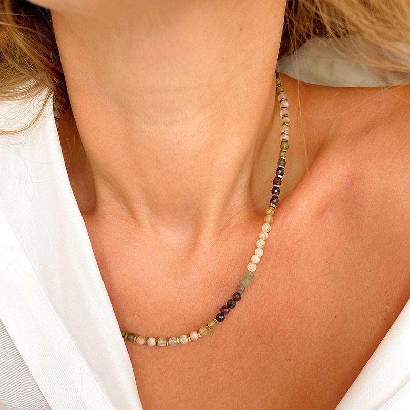 Collier THELMANE MOUSSE EPICEE - Pierres semi-précieuses & Hématites dorées - Maison 91