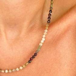 Collier THELMANE MOUSSE EPICEE - Pierres semi-précieuses & Hématites dorées