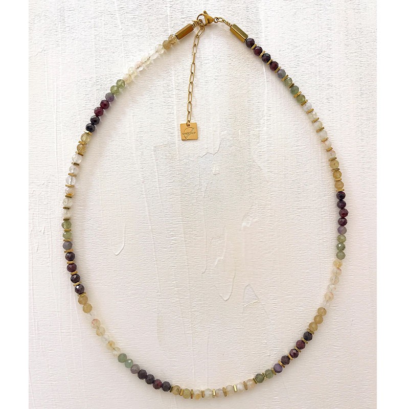 Collier THELMANE MOUSSE EPICEE - Pierres semi-précieuses & Hématites dorées