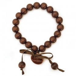 Bracelet élastiqué Perles Résine CHOCOLAT & ruban satin - 1cm - ZOE BONBON