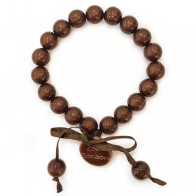 Bracelet élastiqué Perles Résine CHOCOLAT & ruban satin - 1cm - ZOE BONBON