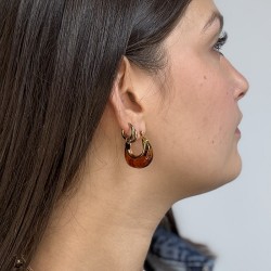Boucles d'oreilles Créoles TORTOISE SHELL - Résine Ambre