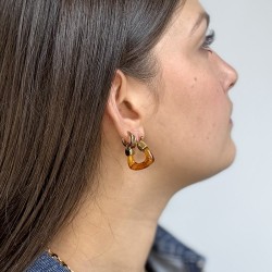 Boucles d'oreilles Créoles TORTOISE SHELL - Résine Ambre