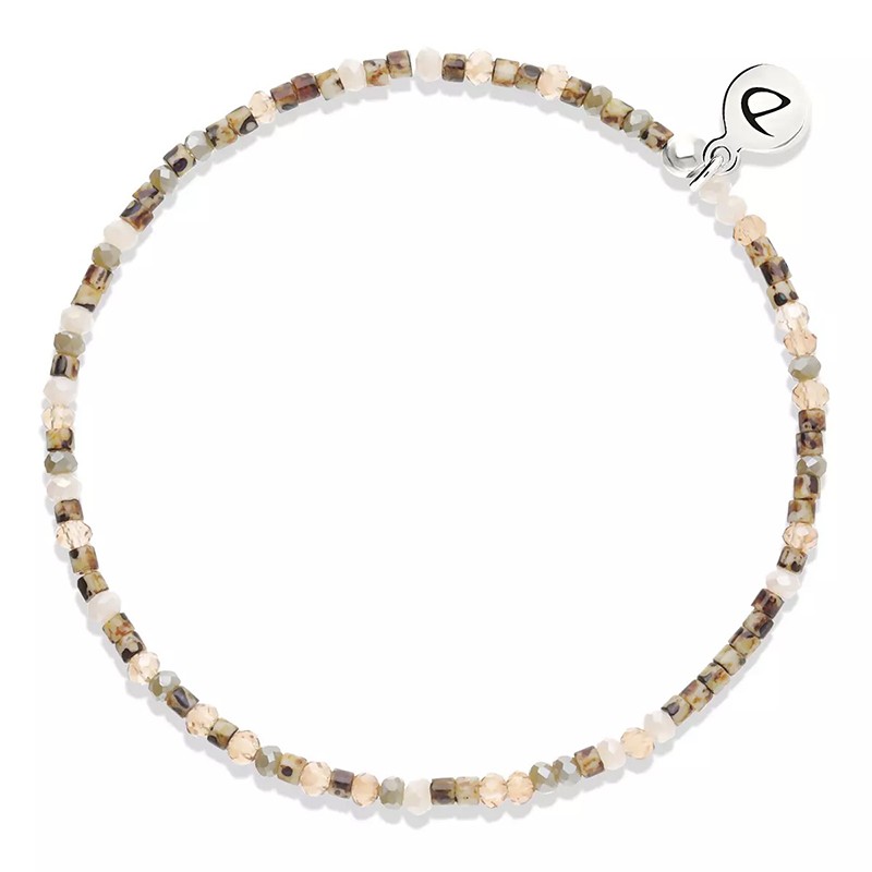 Bracelet élastique LE MIYUKI en argent - Beige Léopard Nude Marron- DORIANE Bijoux