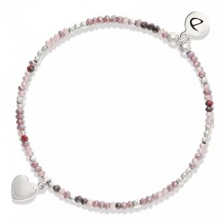 Bracelet élastique PETIT COEUR penché - Miyukis Violet Prune - DORIANE Bijoux