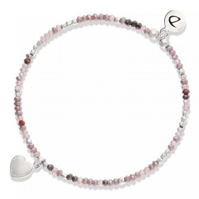 Bracelet élastique PETIT COEUR penché - Miyukis Violet Prune - DORIANE Bijoux