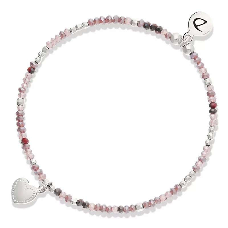 Bracelet élastique PETIT COEUR penché - Miyukis Violet Prune - DORIANE Bijoux