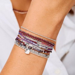 Bracelet élastique PETIT COEUR penché - Miyukis Violet Prune TAILLE M