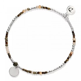 Bracelet élastique PASTILLE argent - Miyukis Beige Léopard & Perle marron - DORIANE Bijoux