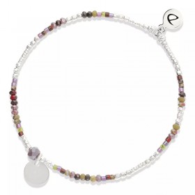 Bracelet élastique PASTILLE argent - Miyukis Violet Kaki & Perle violette - DORIANE Bijoux
