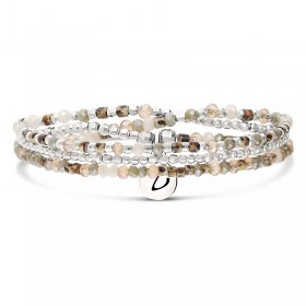 Bracelet élastique LE HEAVEN Trois tours en argent - Beige Léopard - DORIANE Bijoux