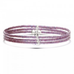 Bracelet élastique 3 tours LE MIYUKI en argent - Violet - DORIANE Bijoux