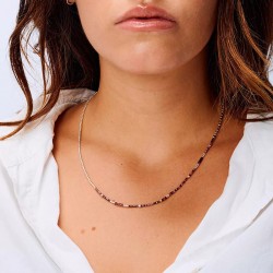 Bracelet élastique trois tours SANTA GIULIA en Argent - Violet Prune TAILLE M