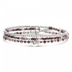 Bracelet élastique trois tours SANTA GIULIA en Argent - Violet Prune - DORIANE Bijoux