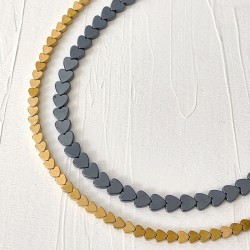Collier LOVE GOLD - Coeurs en Hématites dorées