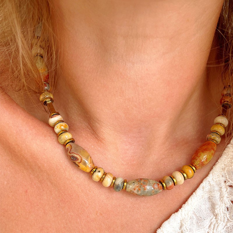 Collier TOBAL doré - Agates & Hématites dorées - MAISON 91