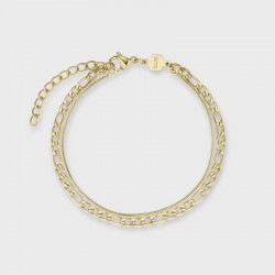 Coffret Montre Fluette dorée, cadran rectangle & bracelet oyster