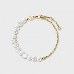 Coffret Montre Boho Chic Mesh, Gold Silver, cadran rond & bracelet mix chaîne et perles