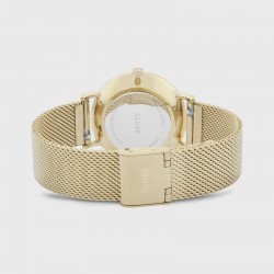 Coffret Montre Minuit Mesh Gold, cadran rond, Bracelet milanais & Bracelet cuir beige