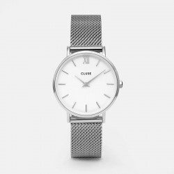 Coffret Montre Boho Chic Mesh Silver, bracelet milanais & bracelet cuir gris