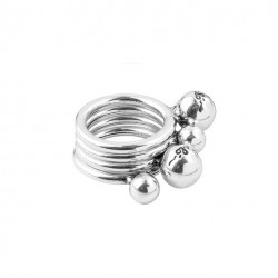 Bague large métal & boules en 4 parties TAILLE 56
