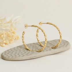 Boucles d'Oreilles Créoles Les Essentiels - Fil diamanté