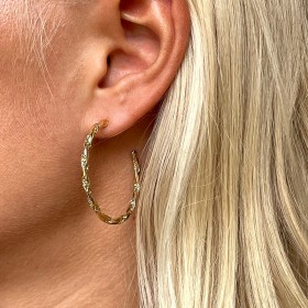 Boucles d'Oreilles BASIQUES Or - Puce & Grandes Créoles diamantées 3,3 cm - Aurélie Joliff