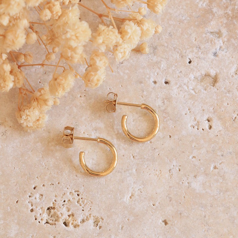 Boucles d'Oreilles Mini Créoles Les Essentiels - Fil lisse