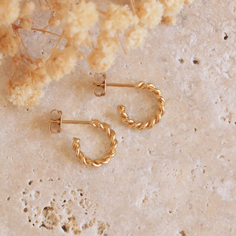Boucles d'Oreilles Mini Créoles Les Essentiels - Fil torsadé
